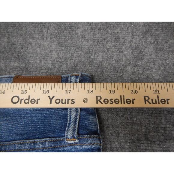 Madewell Cali Denim Boot Jeans Size 34P Blue Medium Wash Boot Cut Raw Hem - Picture 9 of 11